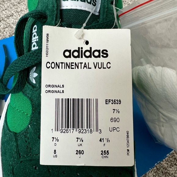 Adidas Originals Continental Vulc Sneaker Green Suede size men’s 8 / women’s 10 - Picture 8 of 9